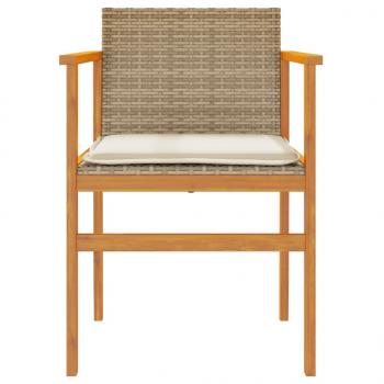 Gartenstühle mit Kissen 2 Stk. Beige Poly Rattan Massivholz