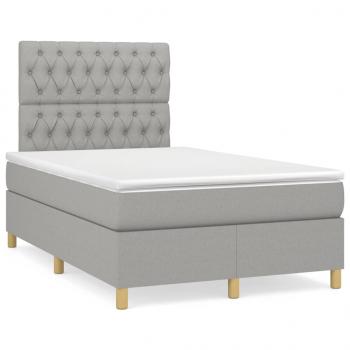 ARDEBO.de - Boxspringbett mit Matratze Hellgrau 120x190 cm Stoff
