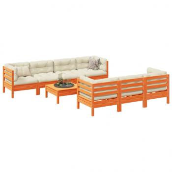 ARDEBO.de - 8-tlg. Garten-Sofagarnitur mit Kissen Wachsbraun Kiefernholz