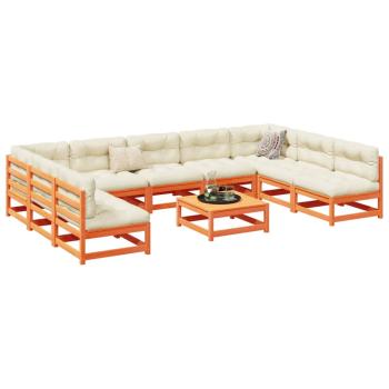 ARDEBO.de - 10-tlg. Garten-Sofagarnitur mit Kissen Wachsbraun Kiefernholz