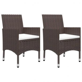 3-tlg. Garten-Essgruppe Poly Rattan und Hartglas Braun