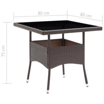 3-tlg. Garten-Essgruppe Poly Rattan und Hartglas Braun