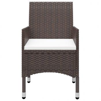 3-tlg. Garten-Essgruppe Poly Rattan und Hartglas Braun