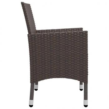 3-tlg. Garten-Essgruppe Poly Rattan und Hartglas Braun