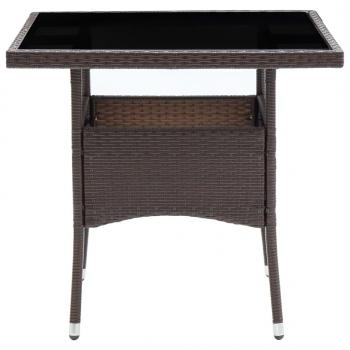 3-tlg. Garten-Essgruppe Poly Rattan und Hartglas Braun