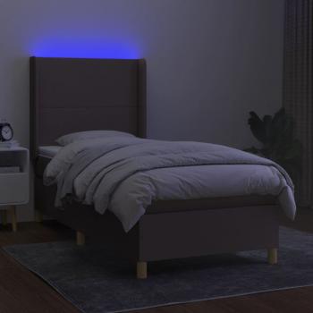 Boxspringbett mit Matratze & LED Taupe 100x200 cm Stoff