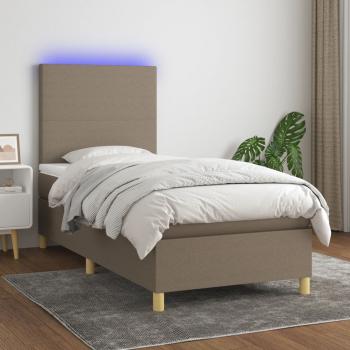 ARDEBO.de - Boxspringbett mit Matratze & LED Taupe 100x200 cm Stoff