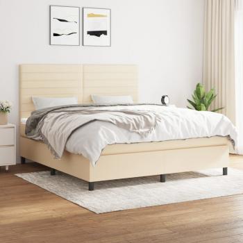 ARDEBO.de - Boxspringbett mit Matratze Creme 160x200 cm Stoff