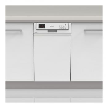 Sharp QW-HS12S47EW-DE Teilintegrierter Geschirrspüler, 45 cm breit, 10 Maßgedecke, Startvorwahl, Express 50", AquaStop, weiß
