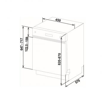 Sharp QW-HS12S47EW-DE Teilintegrierter Geschirrspüler, 45 cm breit, 10 Maßgedecke, Startvorwahl, Express 50", AquaStop, weiß