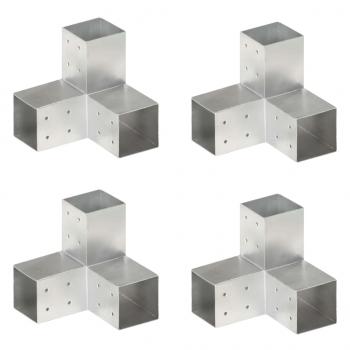 ARDEBO.de - Pfostenverbinder 4 Stk. Y-Form Verzinktes Metall 81 x 81 mm