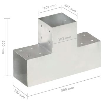 Pfostenverbinder T-Form Verzinktes Metall 101 x 101 mm
