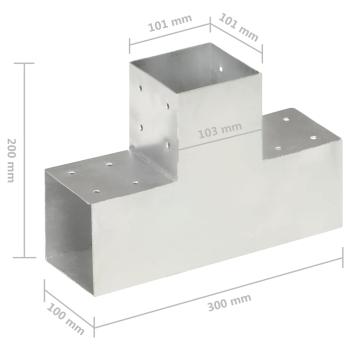 Pfostenverbinder 4 Stk. T-Form Verzinktes Metall 101 x 101 mm