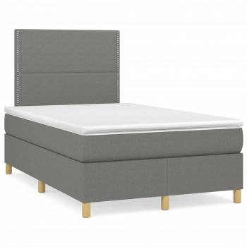 ARDEBO.de - Boxspringbett mit Matratze Dunkelgrau 120x190 cm Stoff