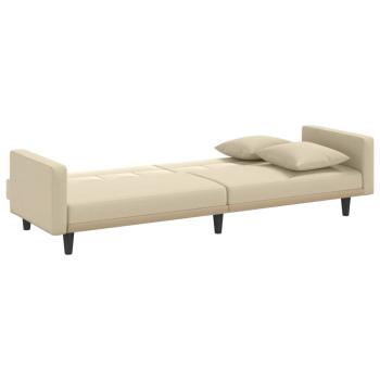 ARDEBO.de - Schlafsofa mit Kissen Creme Stoff