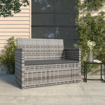 ARDEBO.de - Gartenbank mit Kissen Grau 105 cm Poly Rattan