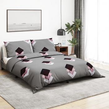 ARDEBO.de - Bettwäsche-Set Grau 240x220 cm Baumwolle