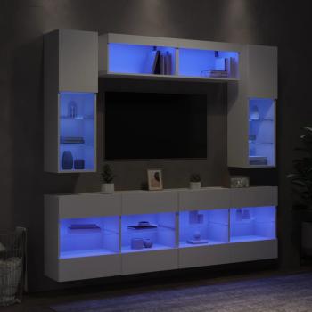ARDEBO.de - 6-tlg. TV-Wohnwand mit LED-Leuchten Weiß