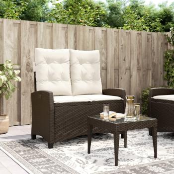 ARDEBO.de - Gartenbank Verstellbar mit Kissen Braun Poly Rattan