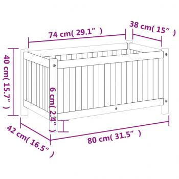 Pflanzkübel mit Einlage 80x42x40 cm Massivholz Akazie