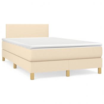 ARDEBO.de - Boxspringbett mit Matratze Creme 120x190 cm Stoff