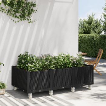 ARDEBO.de - Pflanzkasten mit Rollen Schwarz 150x80x54 cm PP