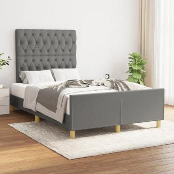 Bettgestell mit Kopfteil Dunkelgrau 120x190 cm Stoff