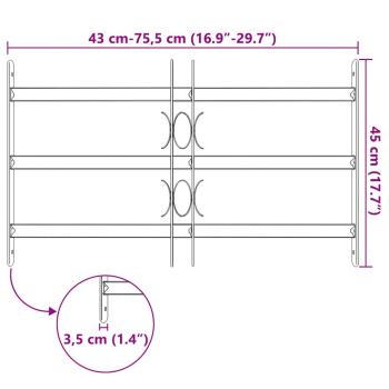 Fenstergitter Verstellbar mit 3 Querstäben 500-650 mm