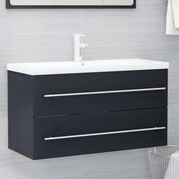 ARDEBO.de - 2-tlg. Badmöbel-Set Grau Holzwerkstoff