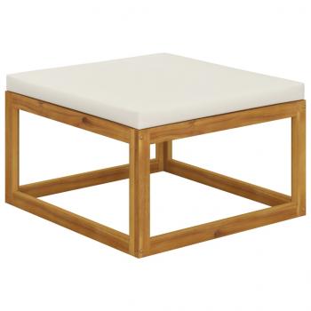 ARDEBO.de - Hocker mit Cremeweißem Kissen Massivholz Akazie