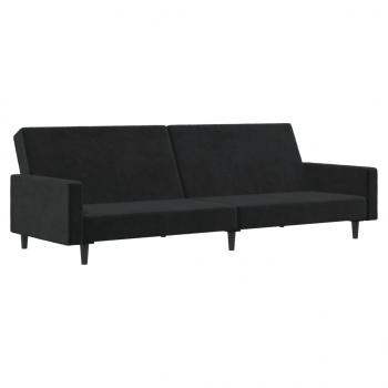 Schlafsofa 2-Sitzer Schwarz Samt