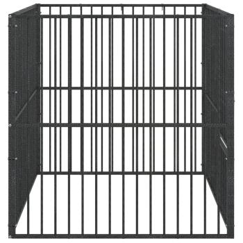 Hundelaufstall 4-tlg. Schwarz Verzinkter Stahl