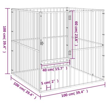 Hundelaufstall 4-tlg. Schwarz Verzinkter Stahl