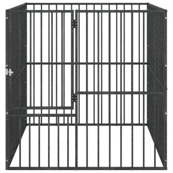 Hundelaufstall 4-tlg. Schwarz Verzinkter Stahl