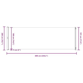 Seitenmarkise Ausziehbar 200x600 cm Creme