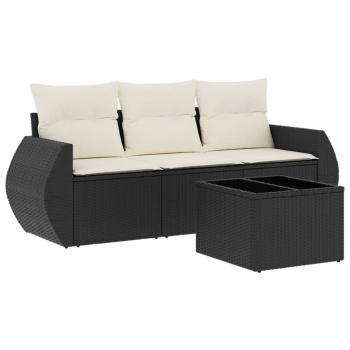 ARDEBO.de - 4-tlg. Garten-Sofagarnitur mit Kissen Schwarz Poly Rattan