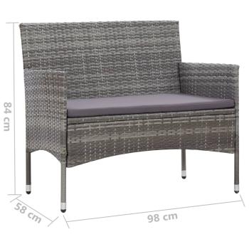 2-tlg. Garten-Lounge-Set mit Auflage Poly Rattan Grau 