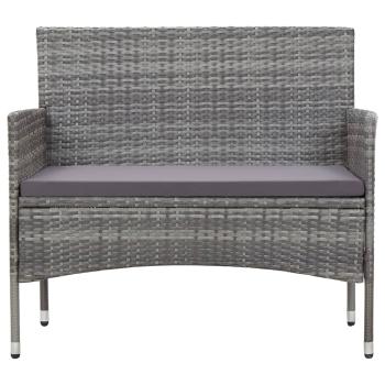 2-tlg. Garten-Lounge-Set mit Auflage Poly Rattan Grau 