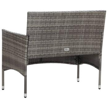 2-tlg. Garten-Lounge-Set mit Auflage Poly Rattan Grau 