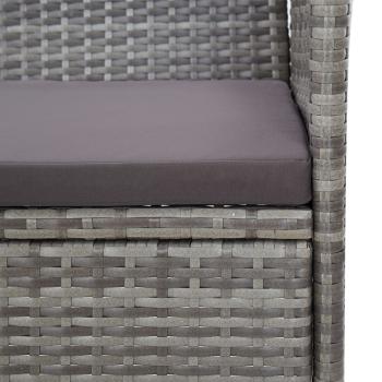 2-tlg. Garten-Lounge-Set mit Auflage Poly Rattan Grau 