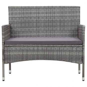 2-tlg. Garten-Lounge-Set mit Auflage Poly Rattan Grau 
