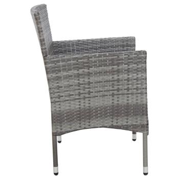 2-tlg. Garten-Lounge-Set mit Auflage Poly Rattan Grau 