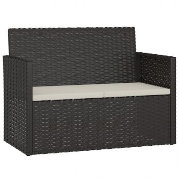 Gartenbank mit Kissen Schwarz 105 cm Poly Rattan