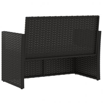 Gartenbank mit Kissen Schwarz 105 cm Poly Rattan