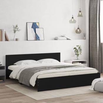 ARDEBO.de - Bettgestell mit Kopfteil Schwarz 180x200 cm