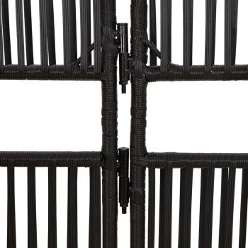 Paravent 6-tlg. Schwarz Poly Rattan