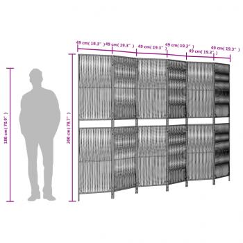 Paravent 6-tlg. Grau Poly Rattan