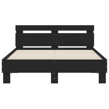 Bettgestell mit Kopfteil Schwarz 135x190 cm Holzwerkstoff
