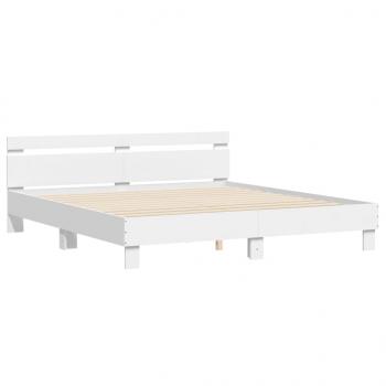 Bettgestell mit Kopfteil und LED-Beleuchtung Weiß 200x200 cm