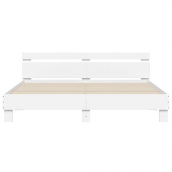 Bettgestell mit Kopfteil und LED-Beleuchtung Weiß 200x200 cm